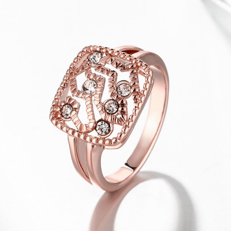 Wholesale Classic Rose Gold Geometric White Rhinestone Ring TGGPR1214 2