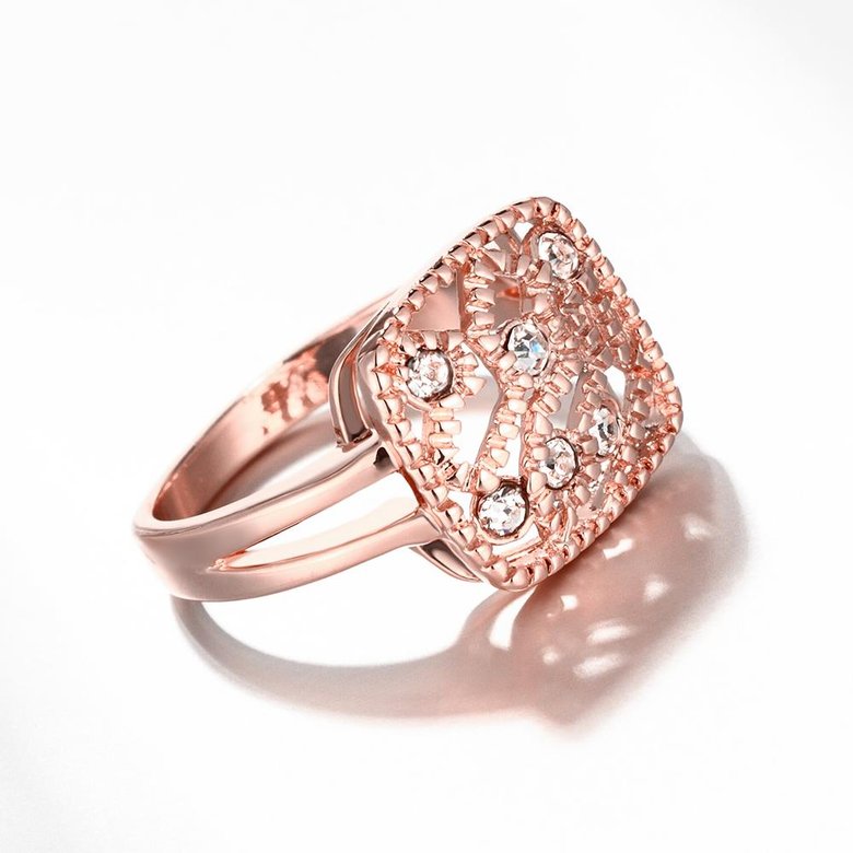 Wholesale Classic Rose Gold Geometric White Rhinestone Ring TGGPR1214 3