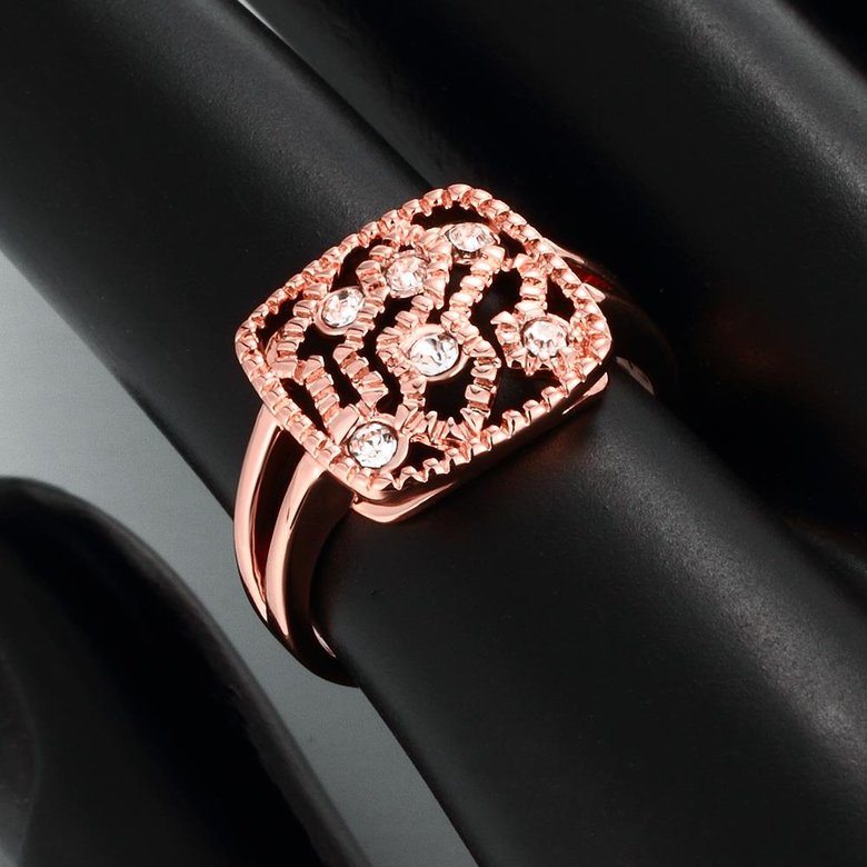 Wholesale Classic Rose Gold Geometric White Rhinestone Ring TGGPR1214 4