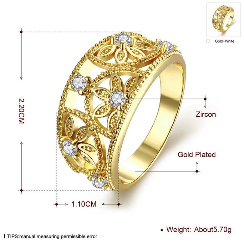 Wholesale Classic 24K Gold Round White CZ Ring TGGPR1221 0