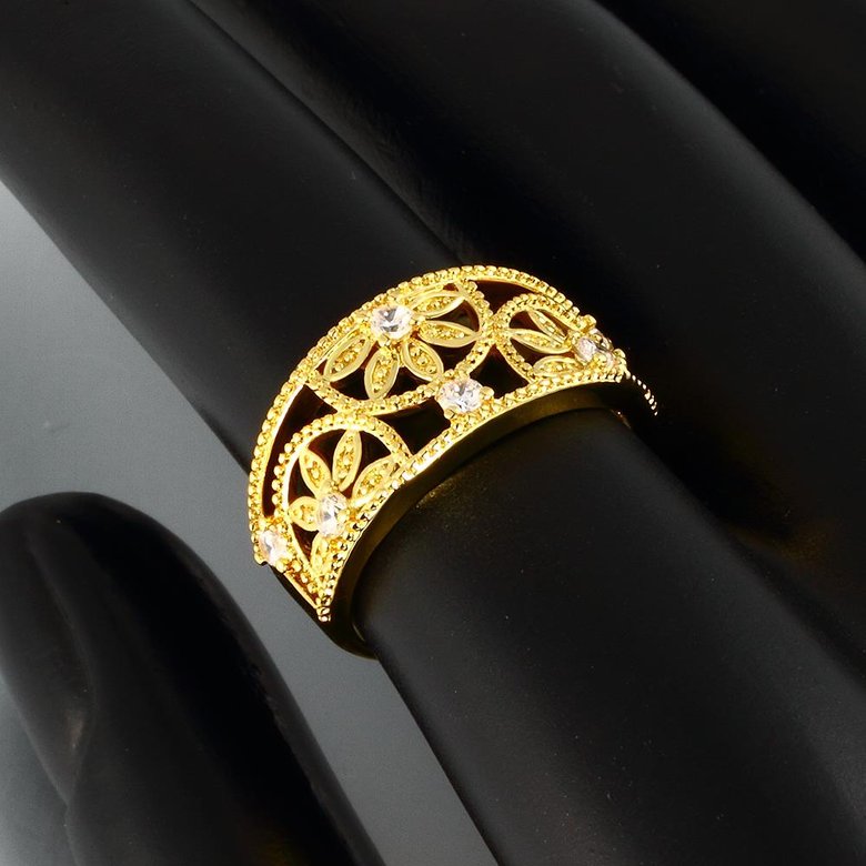 Wholesale Classic 24K Gold Round White CZ Ring TGGPR1221 2
