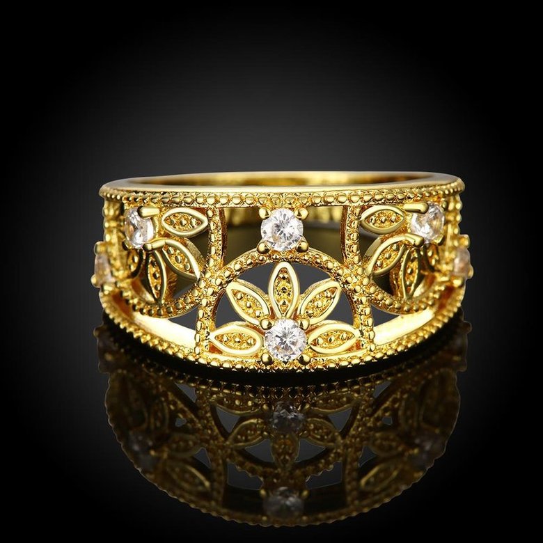 Wholesale Classic 24K Gold Round White CZ Ring TGGPR1221 3