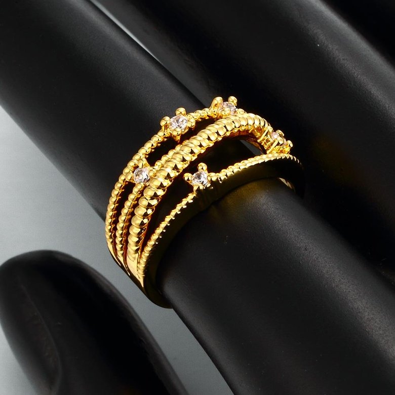 Wholesale Trendy 24K Gold Geometric White CZ Ring TGGPR1235 0