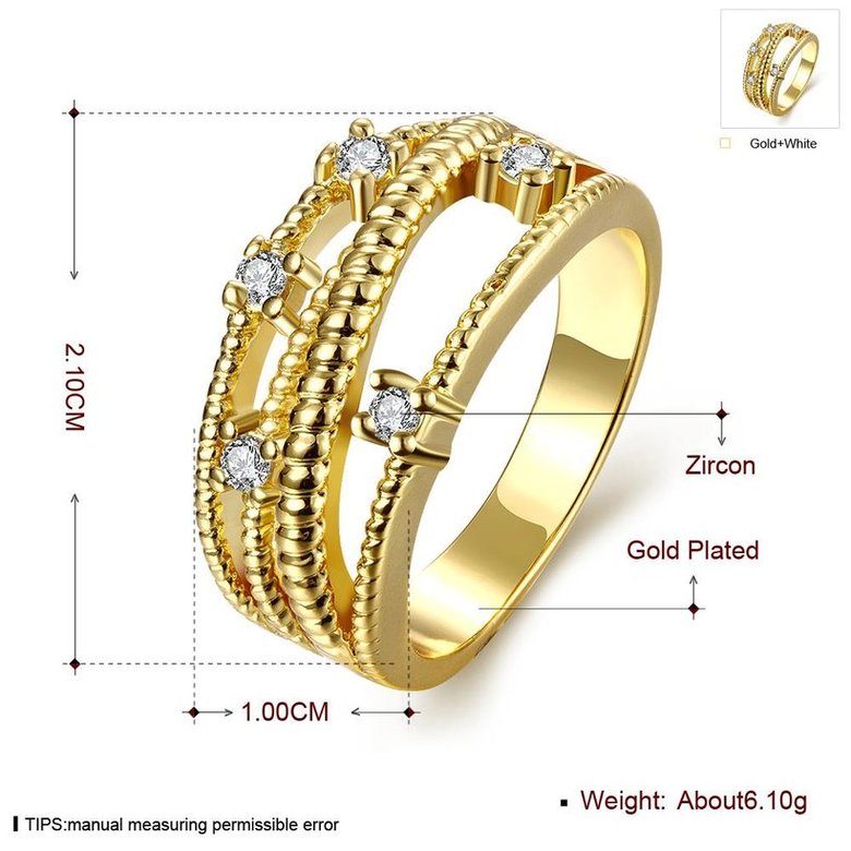Wholesale Trendy 24K Gold Geometric White CZ Ring TGGPR1235 1