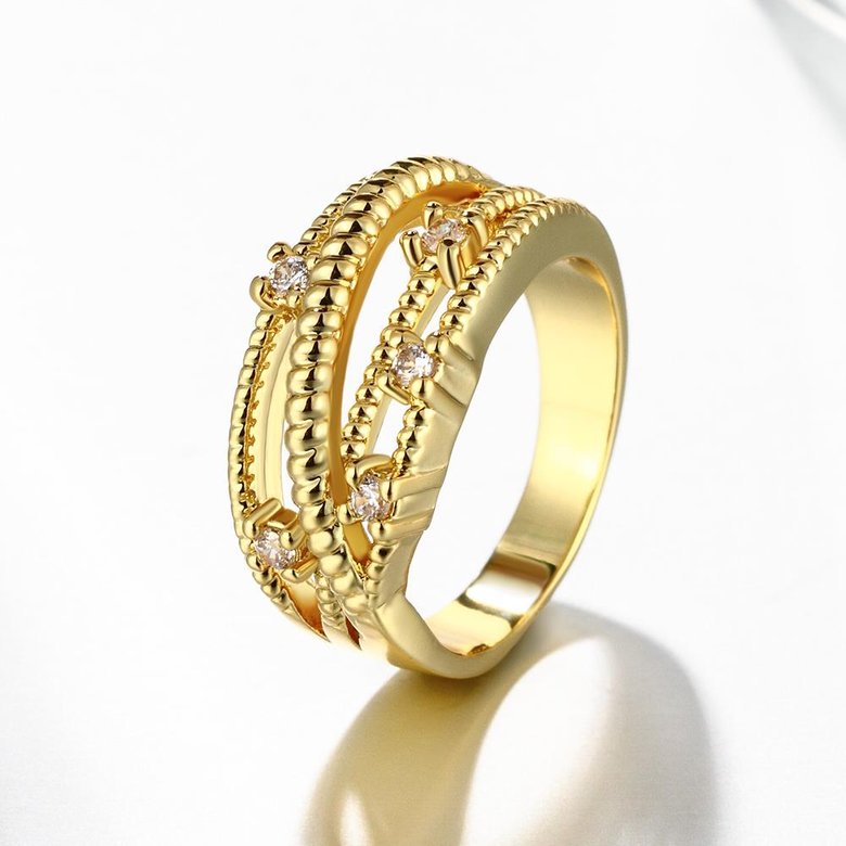 Wholesale Trendy 24K Gold Geometric White CZ Ring TGGPR1235 3