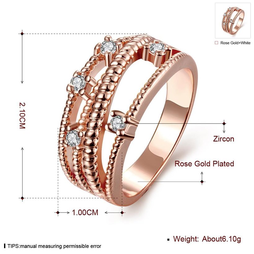 Wholesale Classic Rose Gold Geometric White CZ Ring TGGPR013 4