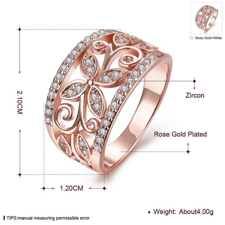 Wholesale Trendy Rose Gold Plant White CZ Ring TGGPR1254 0