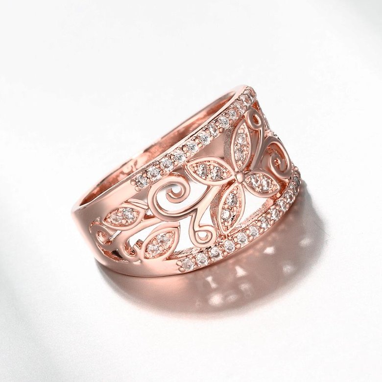 Wholesale Trendy Rose Gold Plant White CZ Ring TGGPR1254 3