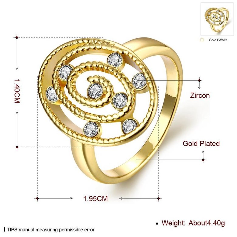 Wholesale Trendy 24K Gold Oval White CZ Ring TGGPR1297 0