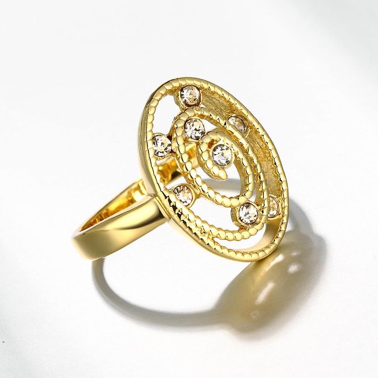 Wholesale Trendy 24K Gold Oval White CZ Ring TGGPR1297 3