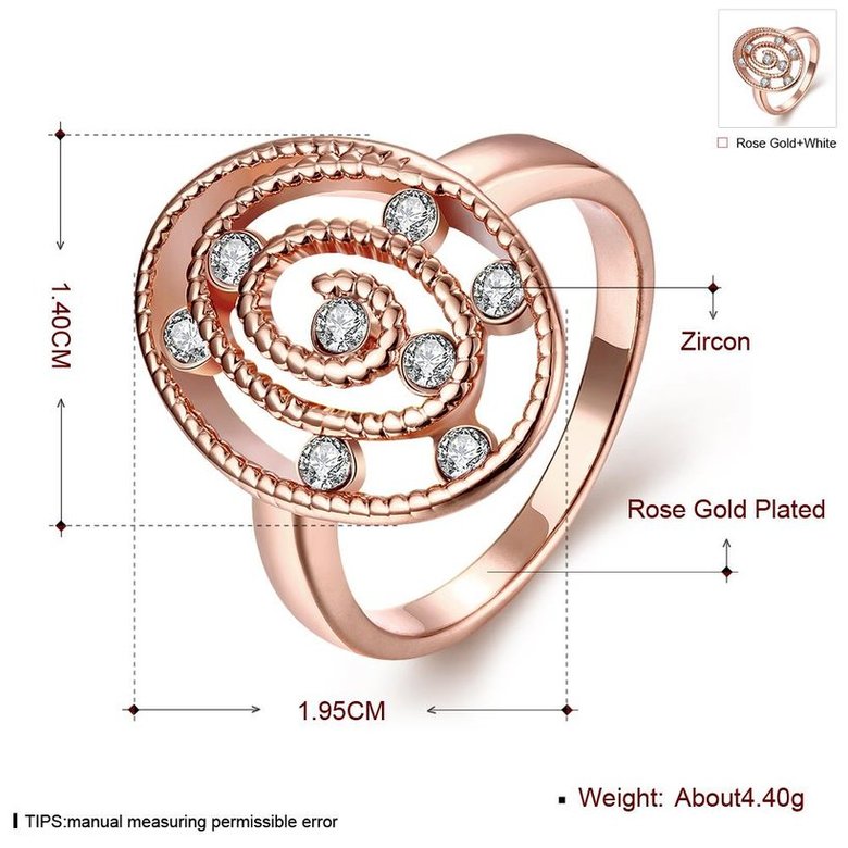 Wholesale Romantic Rose Gold Oval White CZ Ring TGGPR1305 1