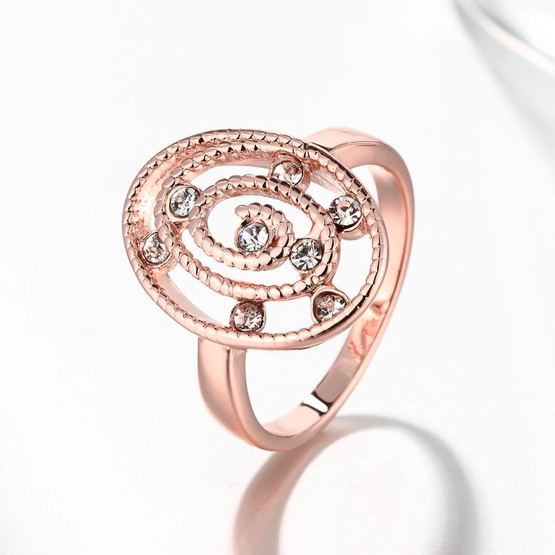 Wholesale Romantic Rose Gold Oval White CZ Ring TGGPR1305 3