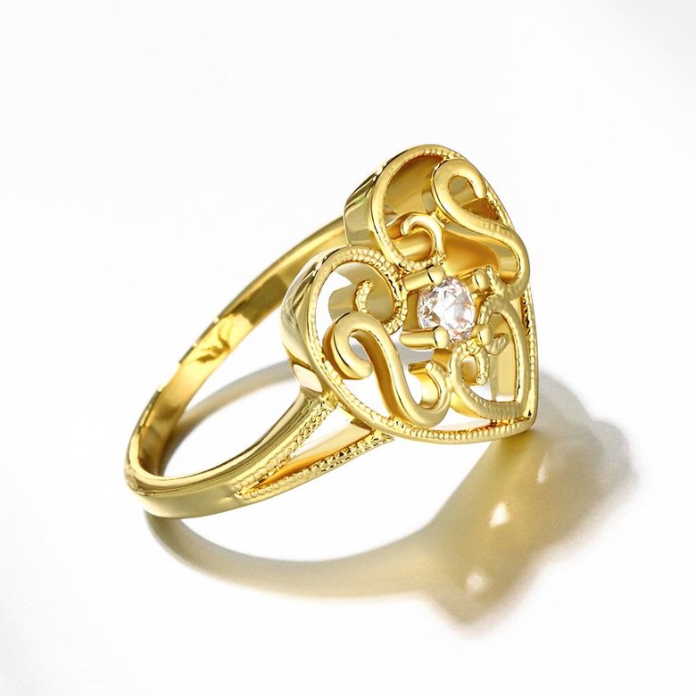 Wholesale Trendy 24K Gold Heart White CZ Ring TGGPR1312 4