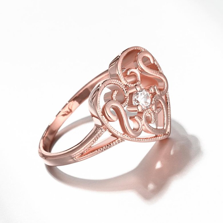 Wholesale Trendy Rose Gold Heart White CZ Ring TGGPR1319 3