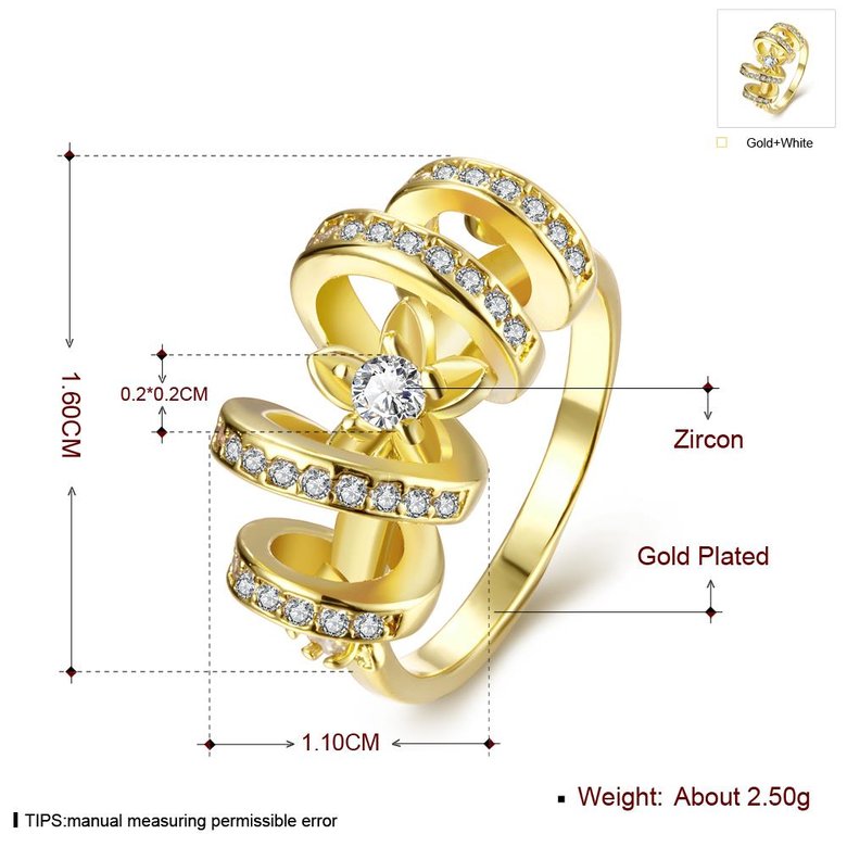 Wholesale Trendy 24K Gold Geometric White CZ Ring TGGPR1326 0
