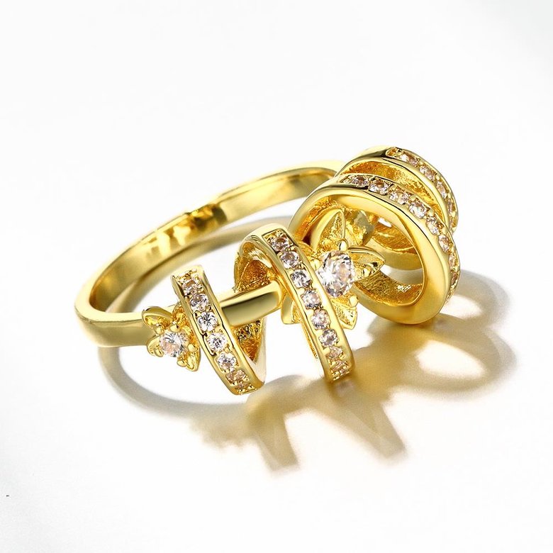 Wholesale Trendy 24K Gold Geometric White CZ Ring TGGPR1326 3