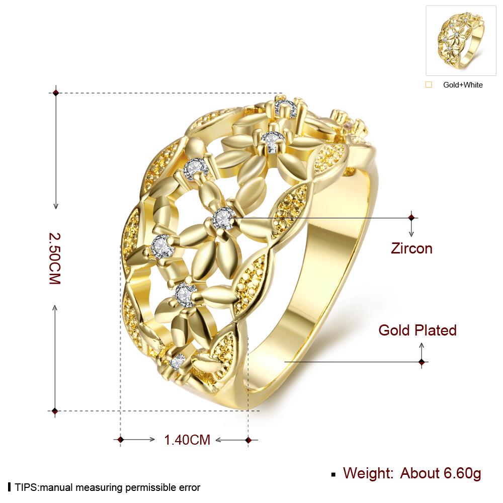 Wholesale Classic 24K Gold Plant White CZ Ring TGGPR1339 0