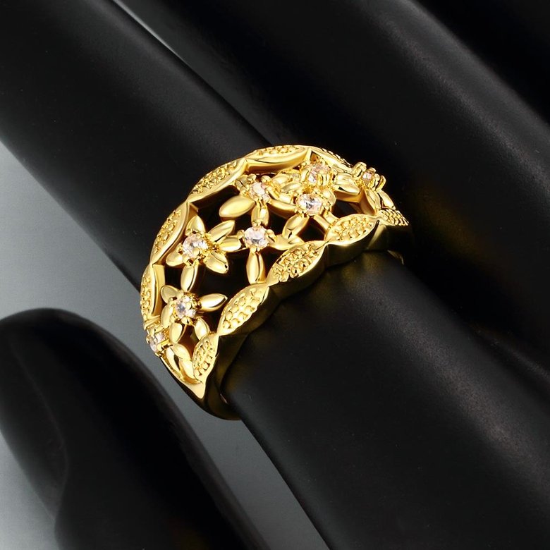 Wholesale Classic 24K Gold Plant White CZ Ring TGGPR1339 2