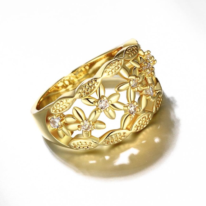 Wholesale Classic 24K Gold Plant White CZ Ring TGGPR1339 3