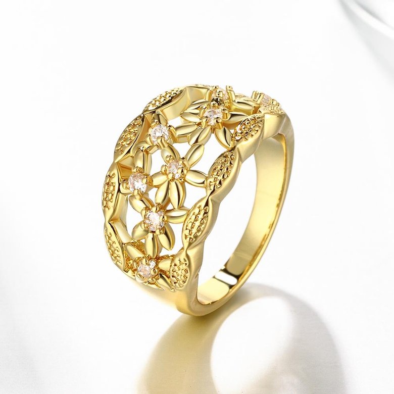 Wholesale Classic 24K Gold Plant White CZ Ring TGGPR1339 4