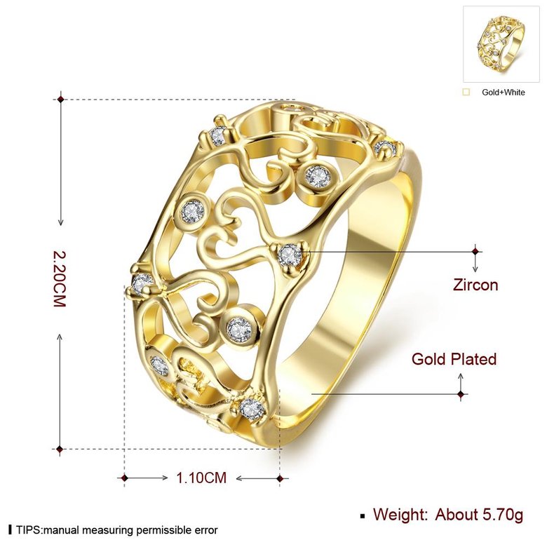 Wholesale Classic 24K Gold Heart White CZ Ring TGGPR1344 0