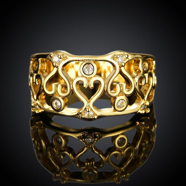 Wholesale Classic 24K Gold Heart White CZ Ring TGGPR1344 1