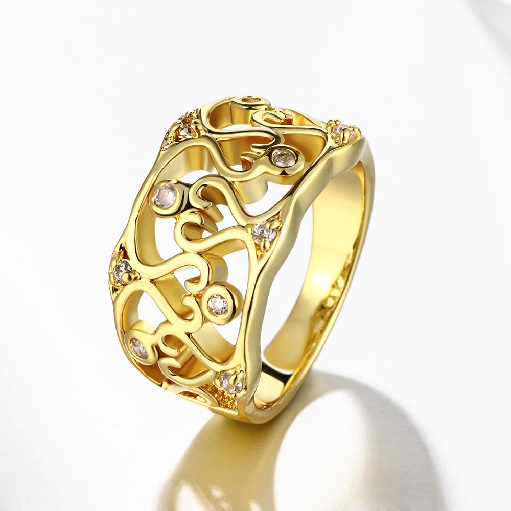 Wholesale Classic 24K Gold Heart White CZ Ring TGGPR1344 2