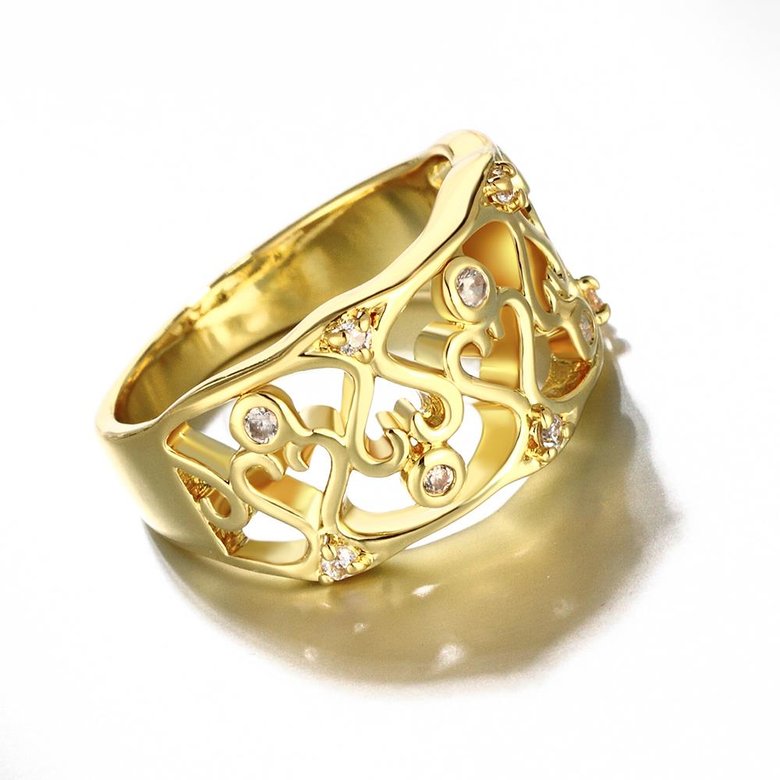 Wholesale Classic 24K Gold Heart White CZ Ring TGGPR1344 3