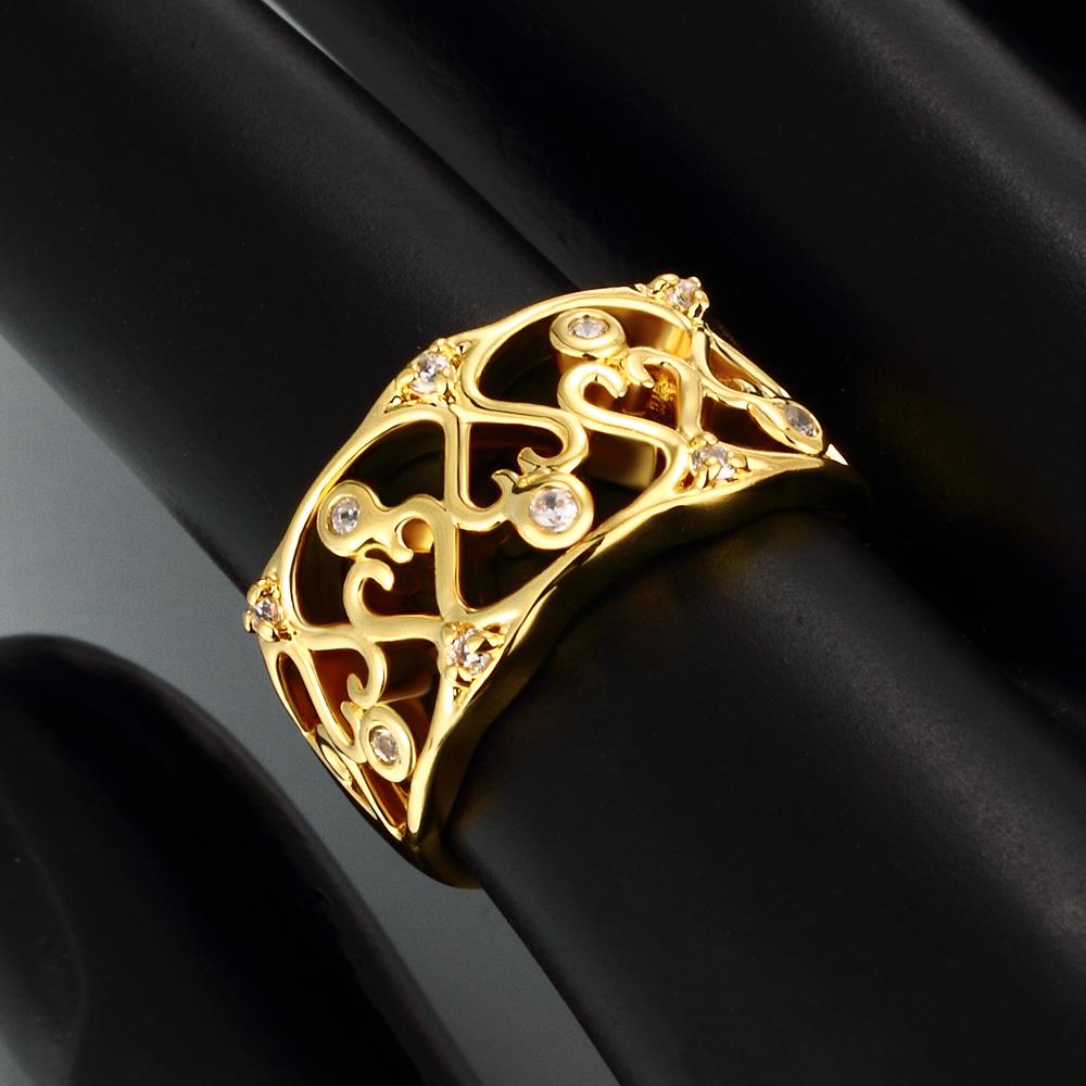 Wholesale Classic 24K Gold Heart White CZ Ring TGGPR1344 4