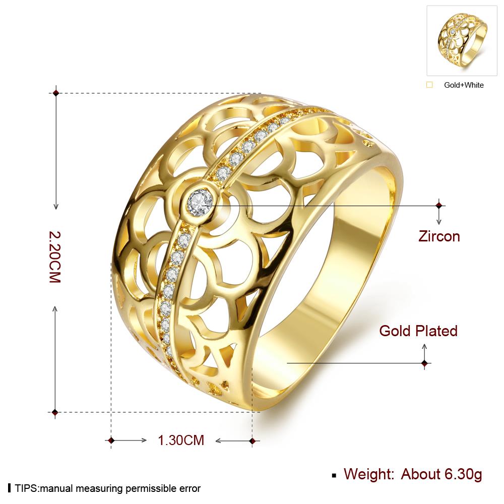 Wholesale Classic 24K Gold Geometric White CZ Ring TGGPR1350 1