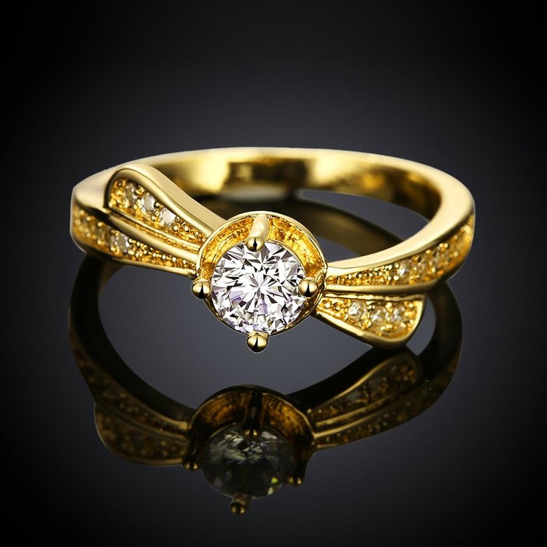 Wholesale Classic 24K Gold Geometric White CZ Ring TGGPR1365 0