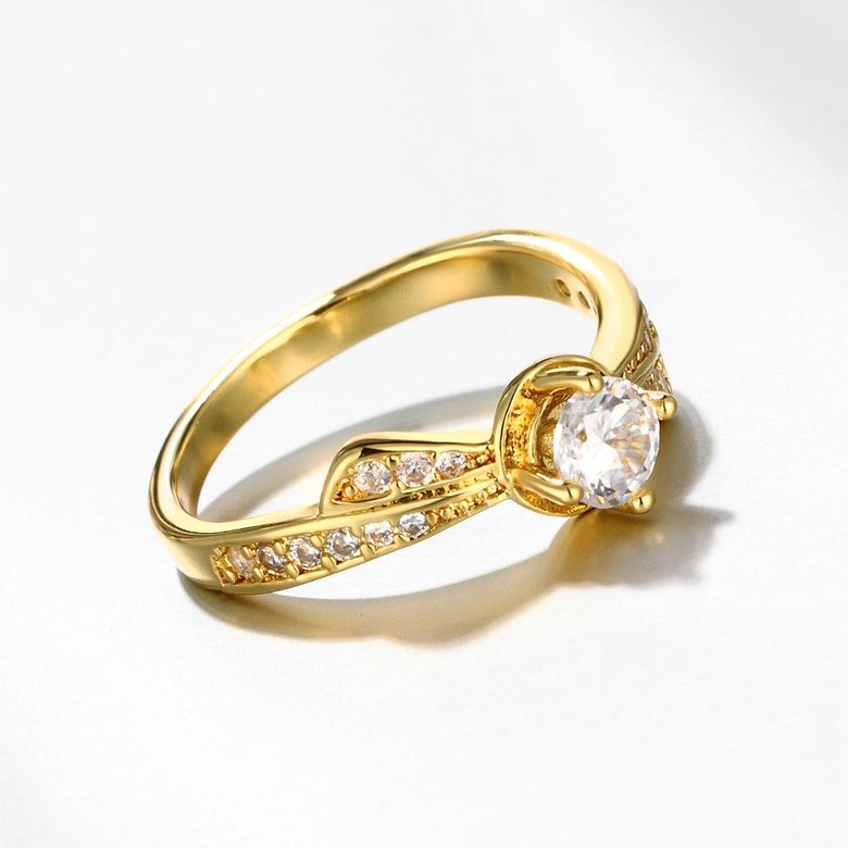 Wholesale Classic 24K Gold Geometric White CZ Ring TGGPR1365 1