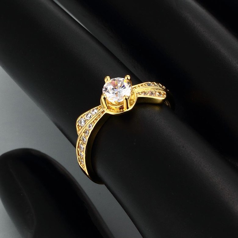 Wholesale Classic 24K Gold Geometric White CZ Ring TGGPR1365 2