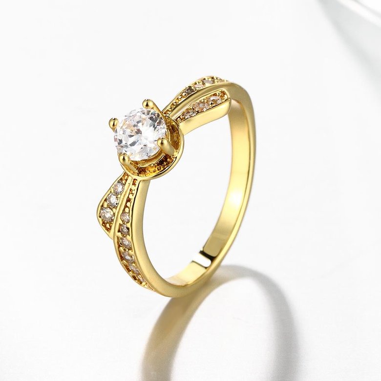 Wholesale Classic 24K Gold Geometric White CZ Ring TGGPR1365 3