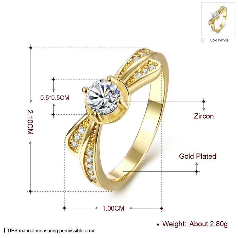 Wholesale Classic 24K Gold Geometric White CZ Ring TGGPR1365 4