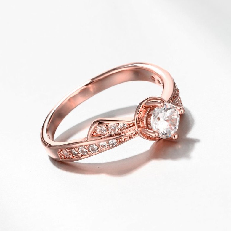 Wholesale Classic Rose Gold Geometric White CZ Ring TGGPR1370 1