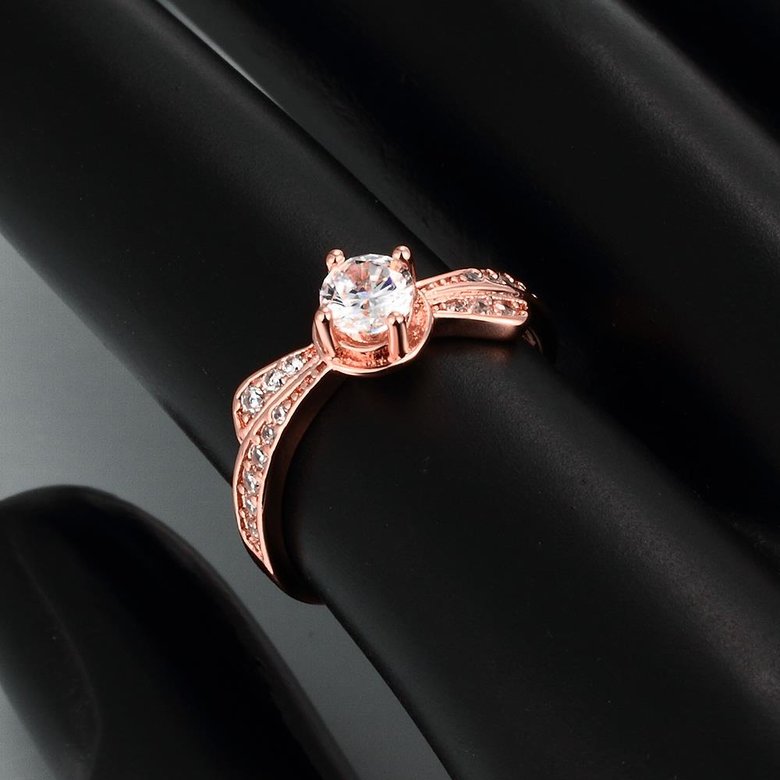 Wholesale Classic Rose Gold Geometric White CZ Ring TGGPR1370 2