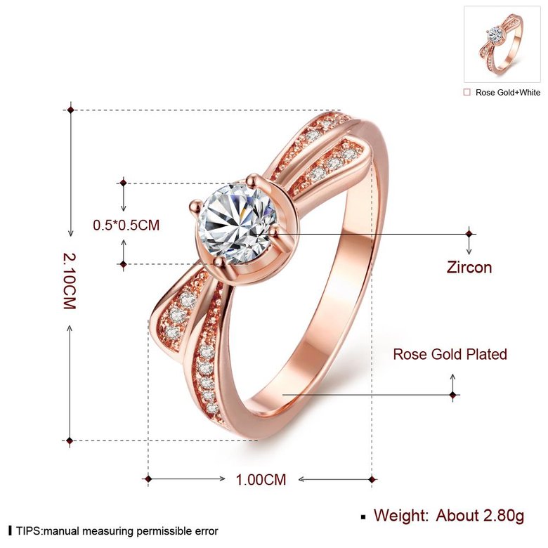 Wholesale Classic Rose Gold Geometric White CZ Ring TGGPR1370 3