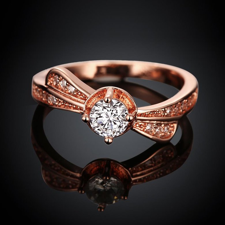 Wholesale Classic Rose Gold Geometric White CZ Ring TGGPR1370 4