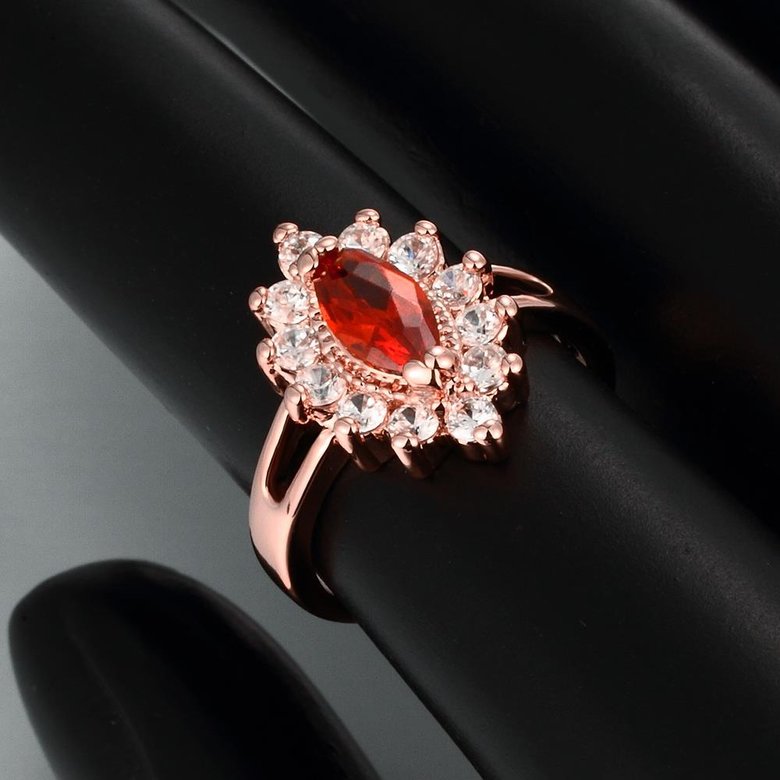 Wholesale Classic Rose Gold Oval Red CZ Ring TGGPR1375 3