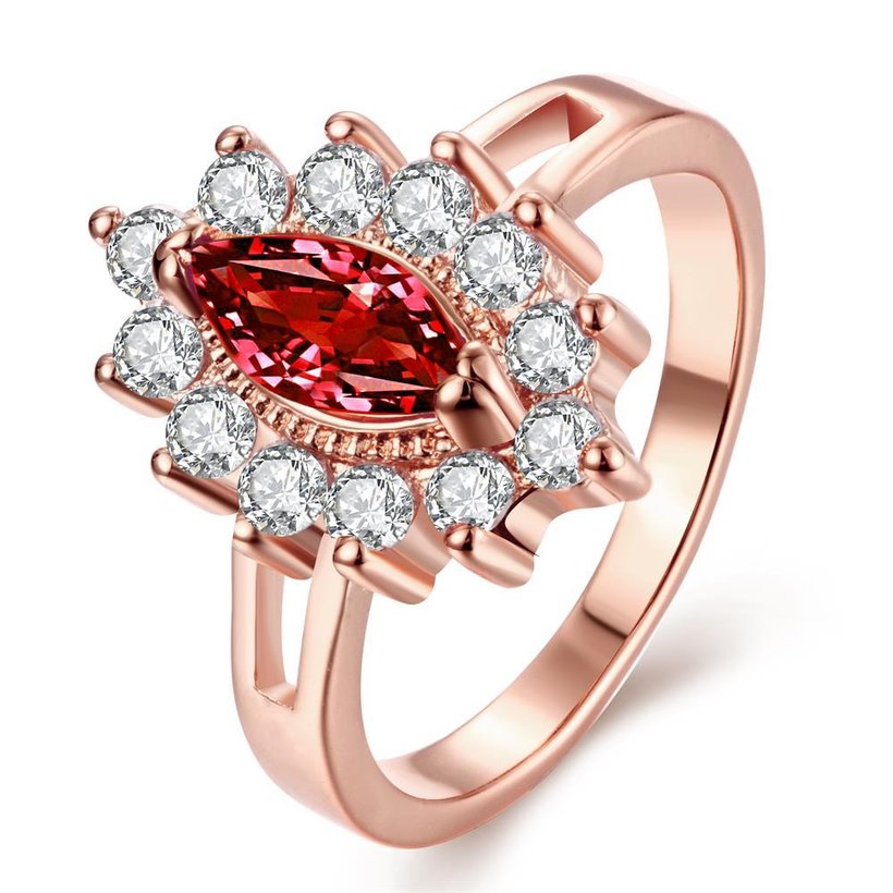 Wholesale Classic Rose Gold Oval Red CZ Ring TGGPR1375 4