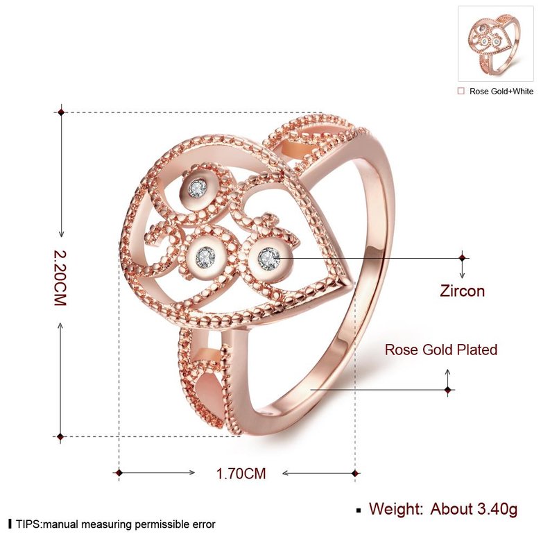 Wholesale Classic Rose Gold Water Drop White CZ Ring TGGPR1384 0