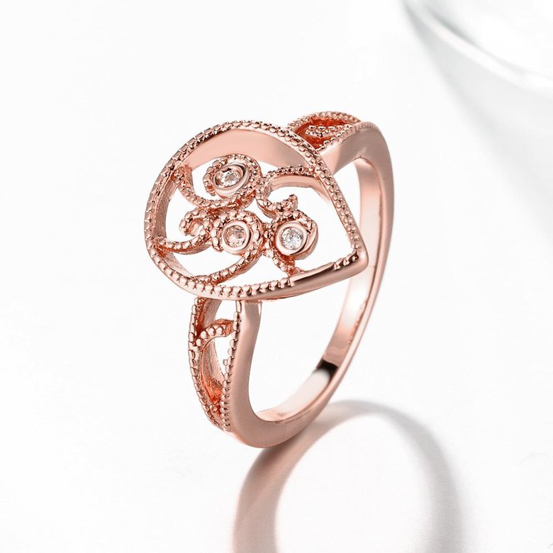 Wholesale Classic Rose Gold Water Drop White CZ Ring TGGPR1384 1