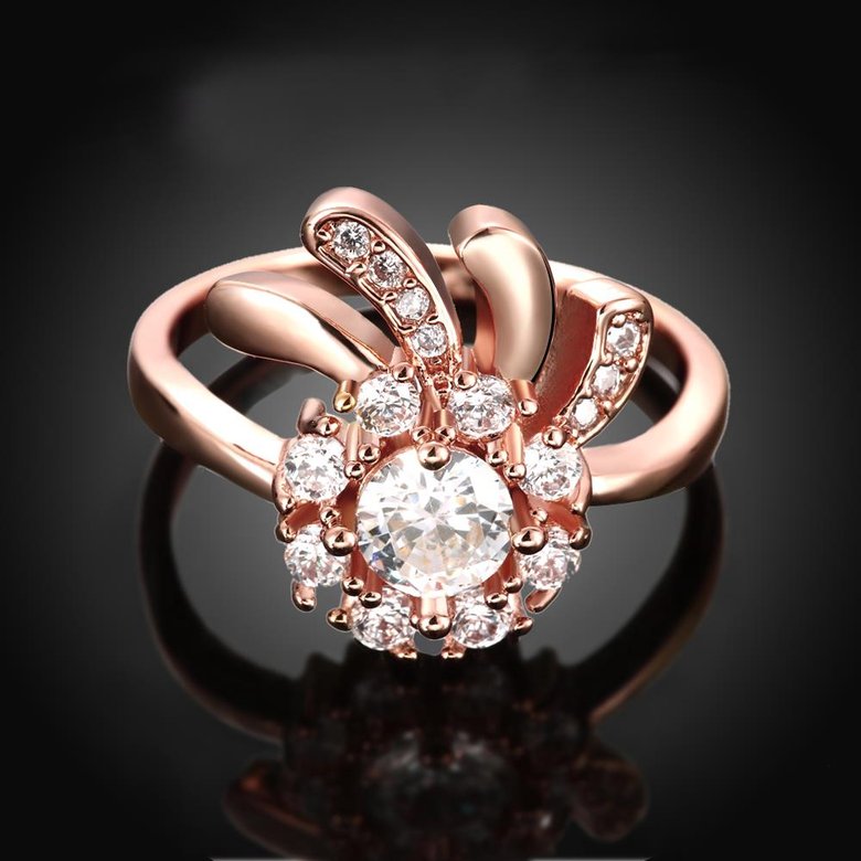 Wholesale Classic Rose Gold Plant White CZ Ring TGGPR1413 1