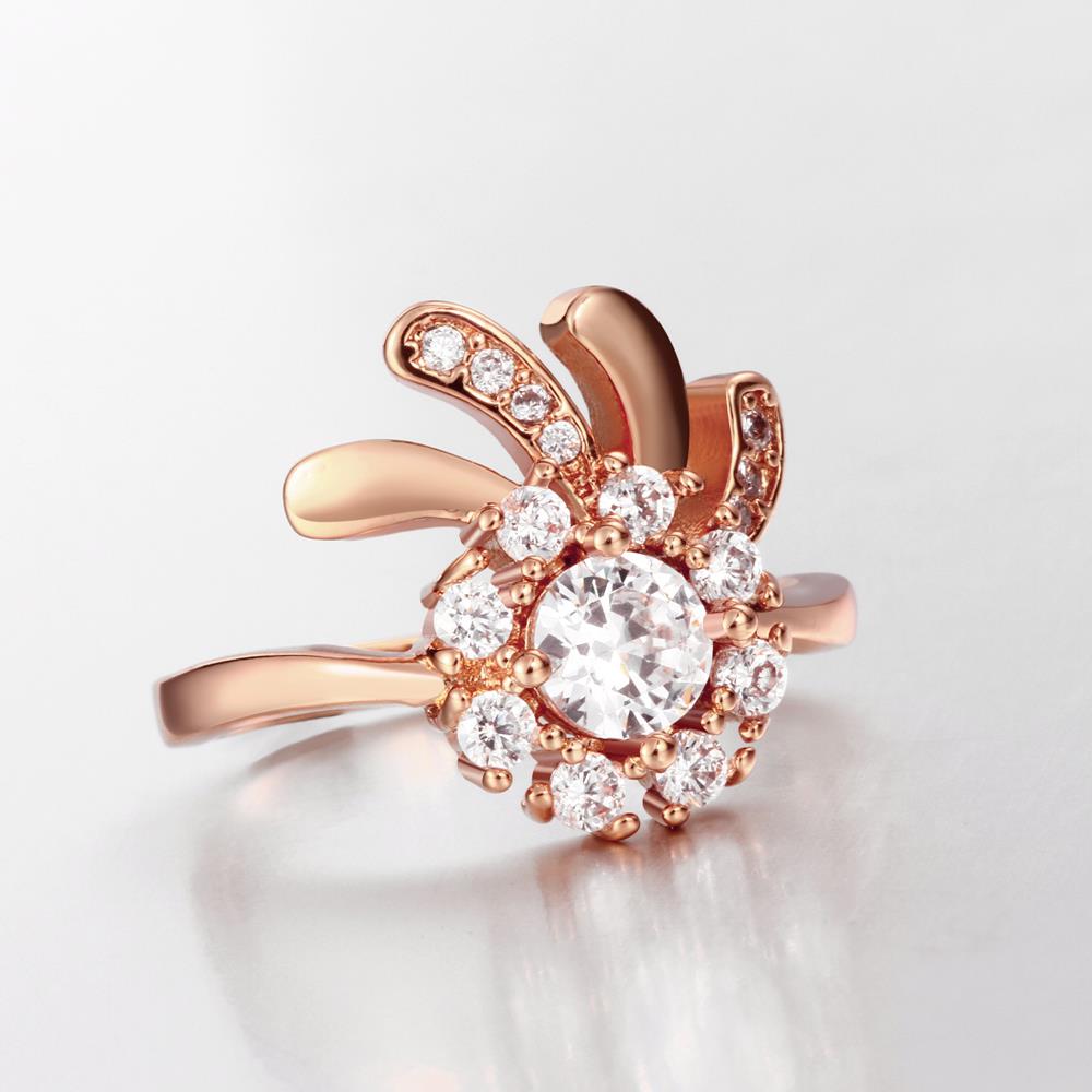 Wholesale Classic Rose Gold Plant White CZ Ring TGGPR1413 3
