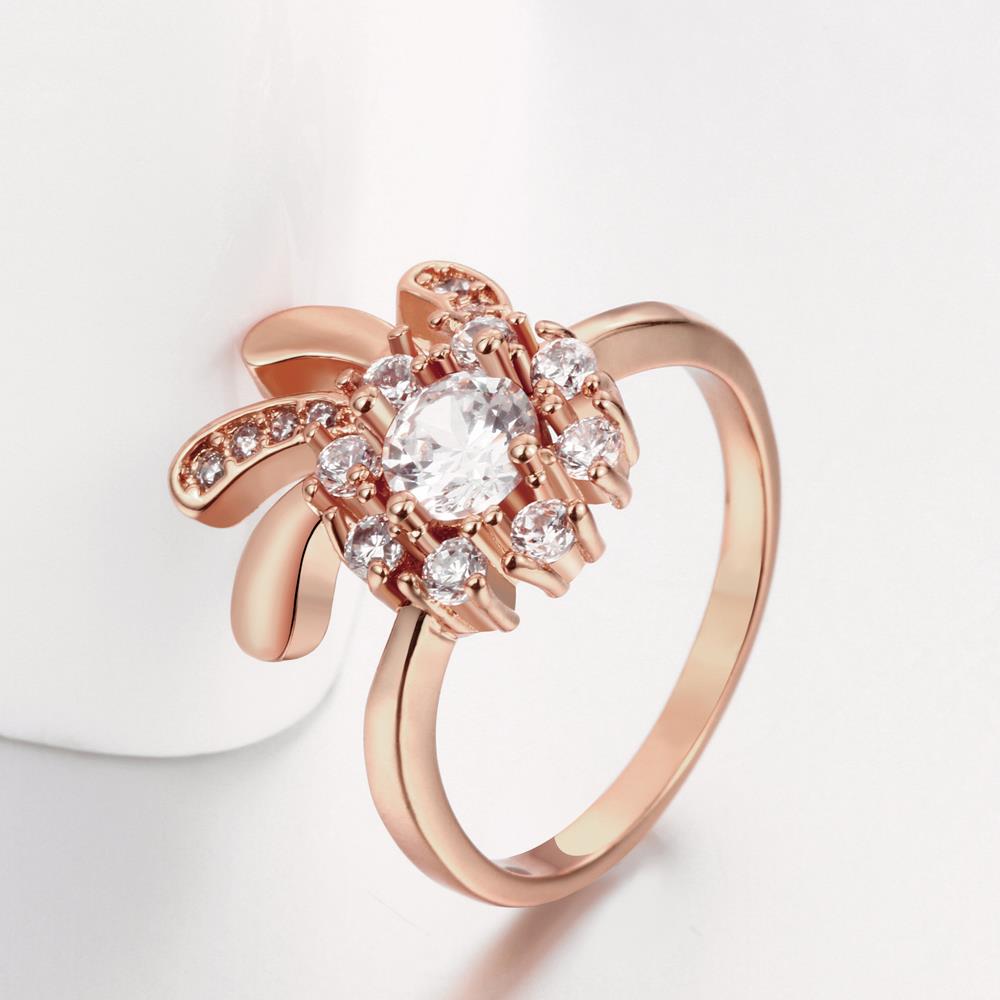 Wholesale Classic Rose Gold Plant White CZ Ring TGGPR1413 4