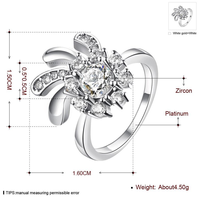 Wholesale Classic Platinum Plant White CZ Ring TGGPR1421 0