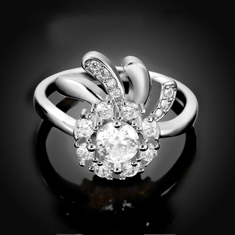 Wholesale Classic Platinum Plant White CZ Ring TGGPR1421 1