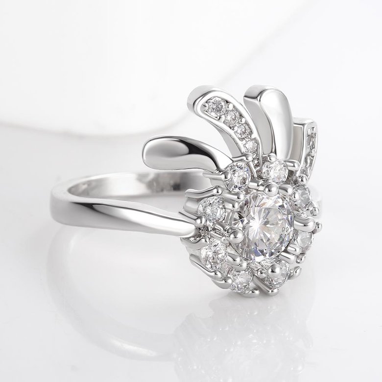 Wholesale Classic Platinum Plant White CZ Ring TGGPR1421 3