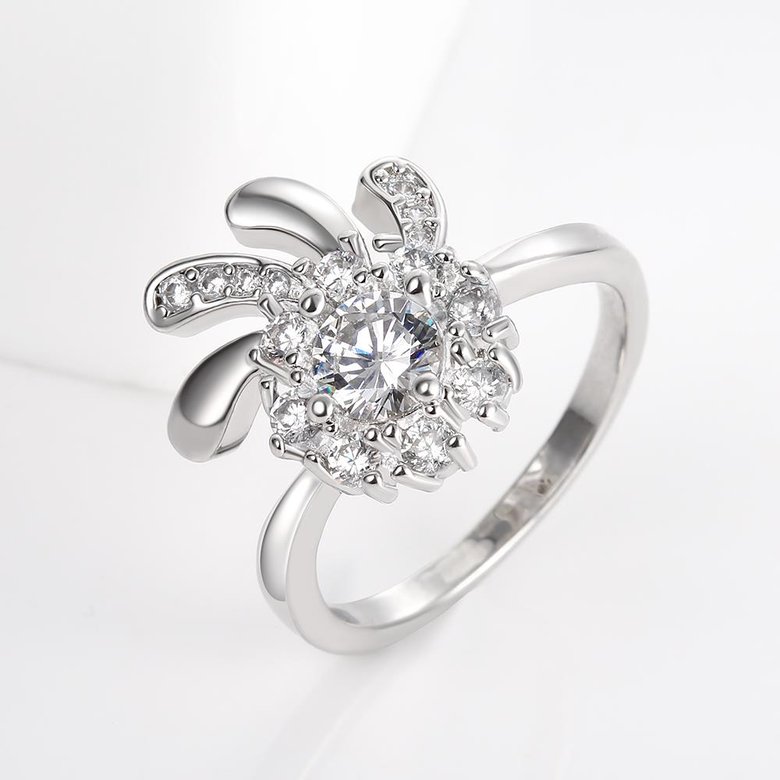 Wholesale Classic Platinum Plant White CZ Ring TGGPR1421 4